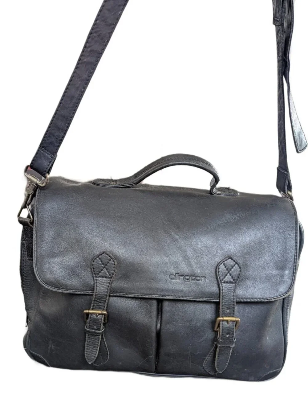 Ellington Black Leather Shoulder Bag/Briefcase - Portland OR adjustable strap